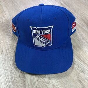 VTG Sports Specialties New York Rangers Snapback Hat NHL Blue Plain Logo‎ Wool